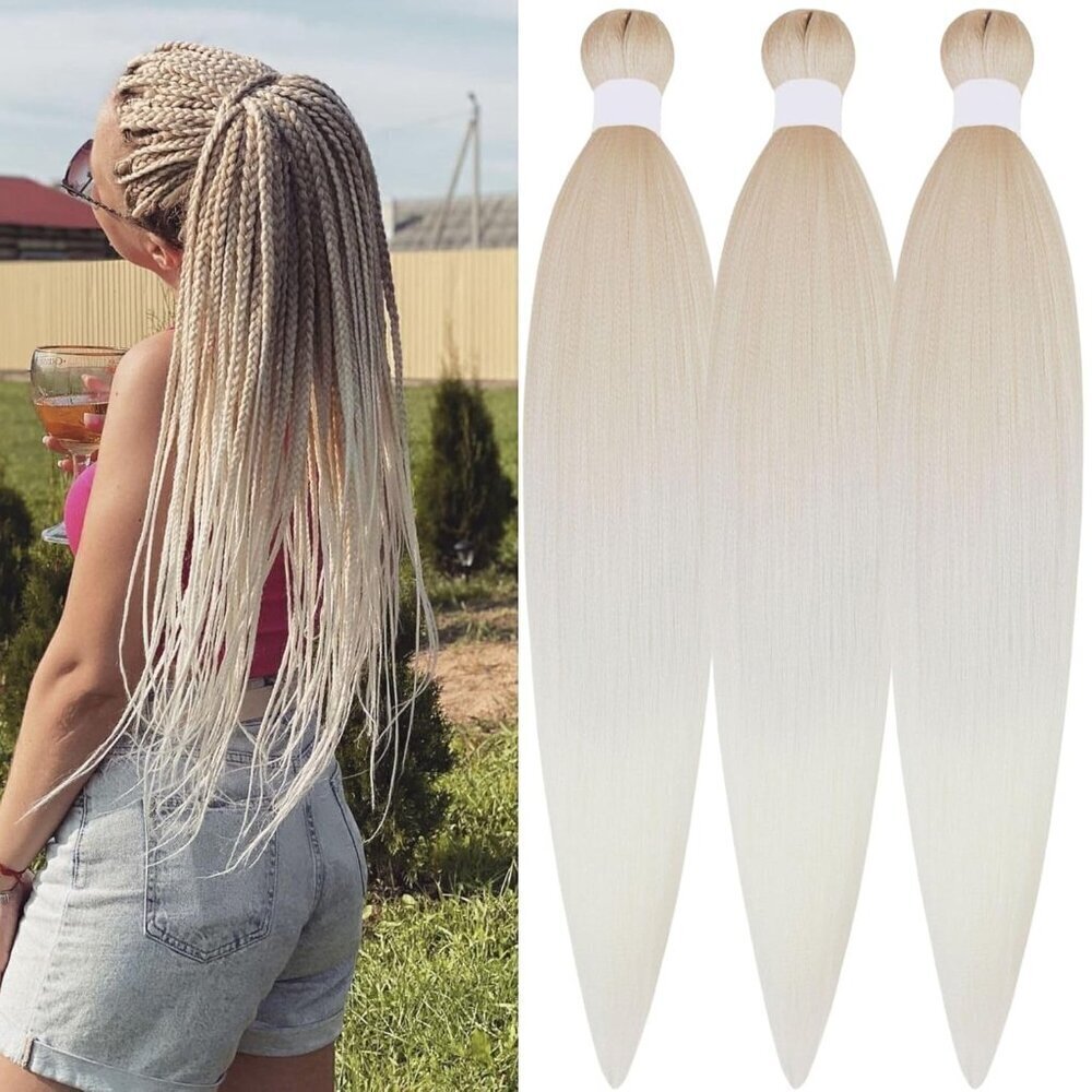 Silver Blonde Braiding Hair Pre stretched Knotless Braids Hair Ez Braid Pre stre